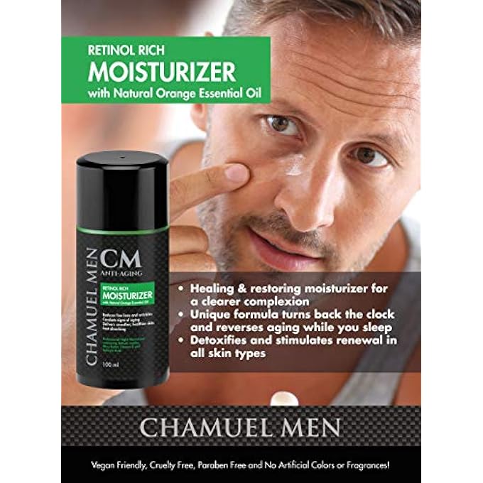 Chamuel Men MEN'S ANTI AGING FACE CREAM WITH 2. 5 PERCENT RETINOL- FACE MOISTURIZER RETINOL CREAM- REDUCE FACE & EYE WRINKLES, RESTORE AND MAINTAIN A YOUTHFUL APPEARANCE WHILE YOU SLEEP. D RESULTS - Image 4